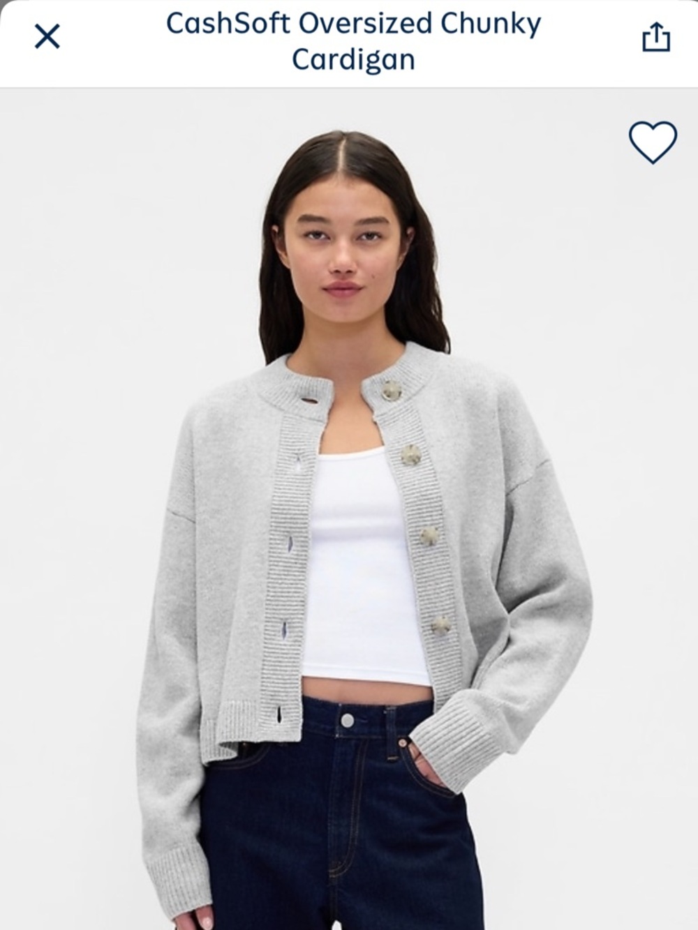 GAP Light Gray CashSoft Oversized Cardigan
